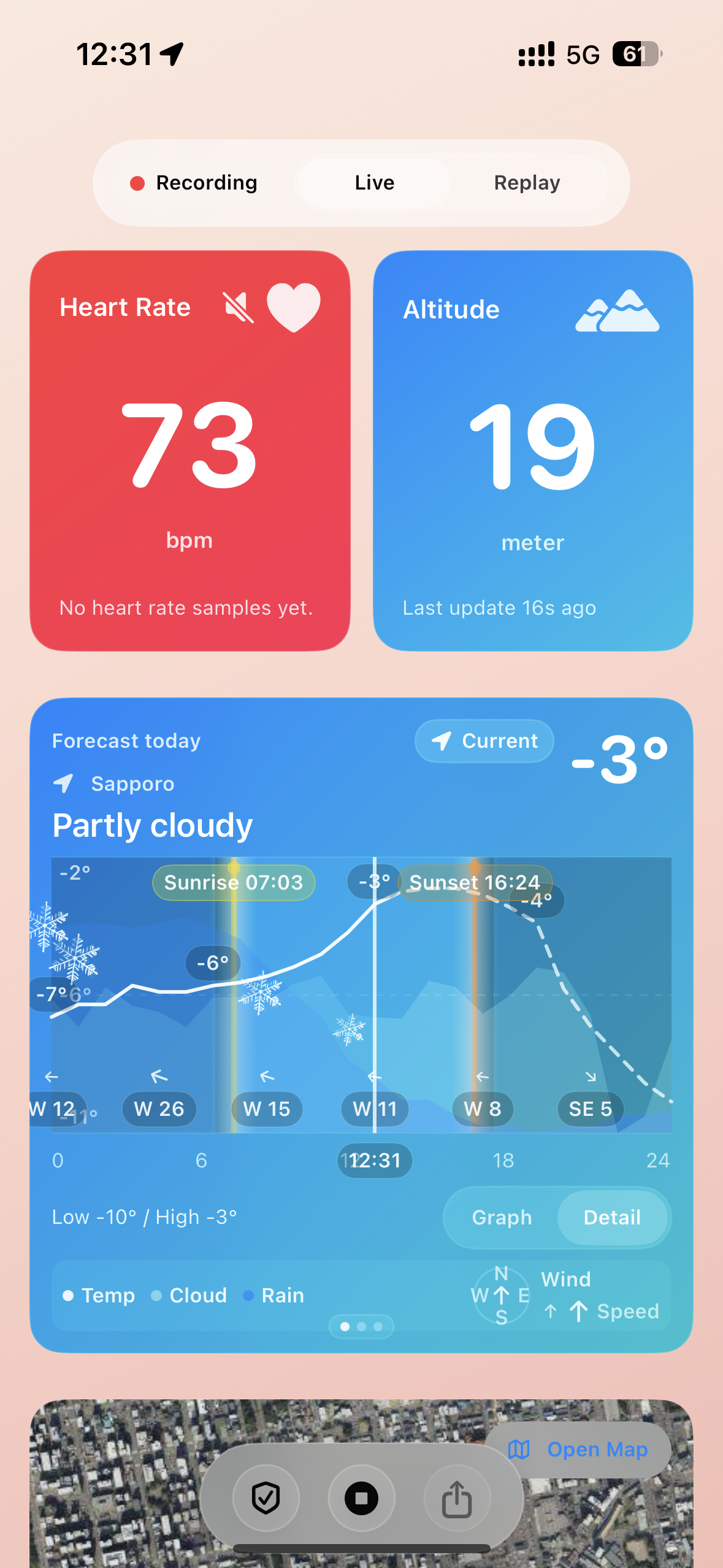 HeartRateHike widget preview showing recent hike summary